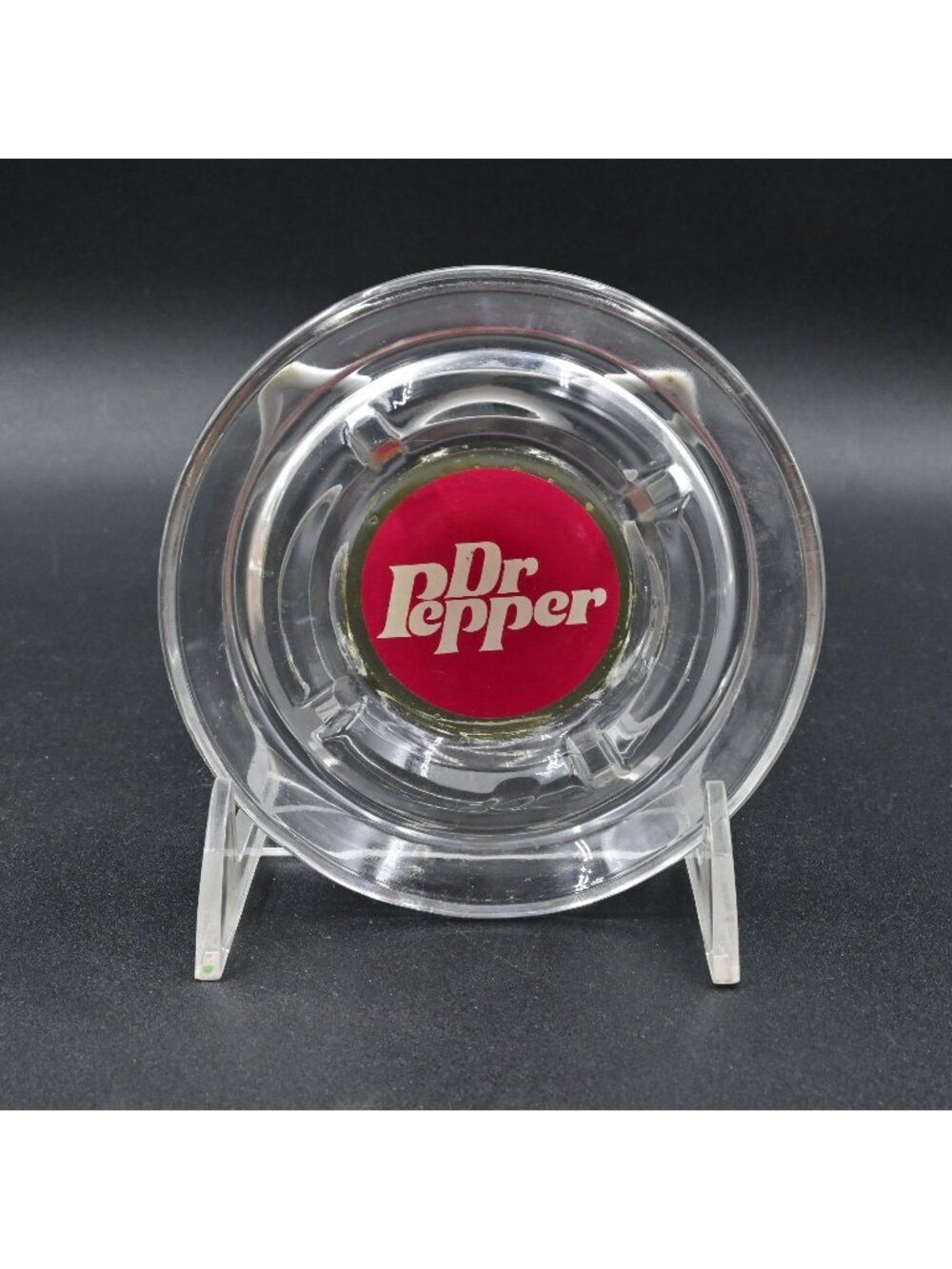 Dr Pepper Glass Ashtray Soda Pop Sign Logo Cigarette Cigar Tobaccoriana Vintage
